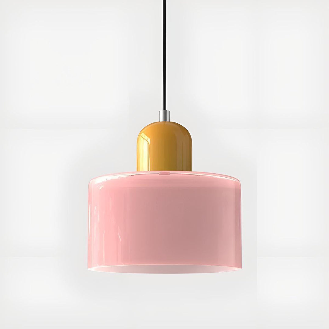 Glass Pendant Light Fixture, 15 cm Diameter | Bauhaus Geometric Design, 6 Shade Colours | Plug-In or Hardwired, 150 cm Drop