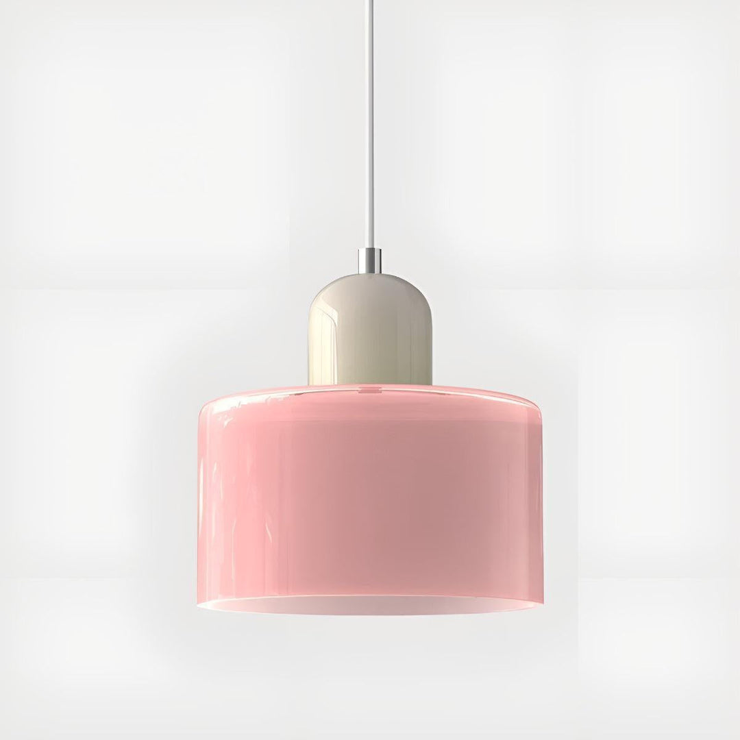 Glass Pendant Light Fixture, 15 cm Diameter | Bauhaus Geometric Design, 6 Shade Colours | Plug-In or Hardwired, 150 cm Drop