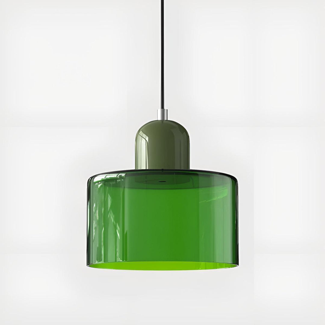 Glass Pendant Light Fixture, 15 cm Diameter | Bauhaus Geometric Design, 6 Shade Colours | Plug-In or Hardwired, 150 cm Drop