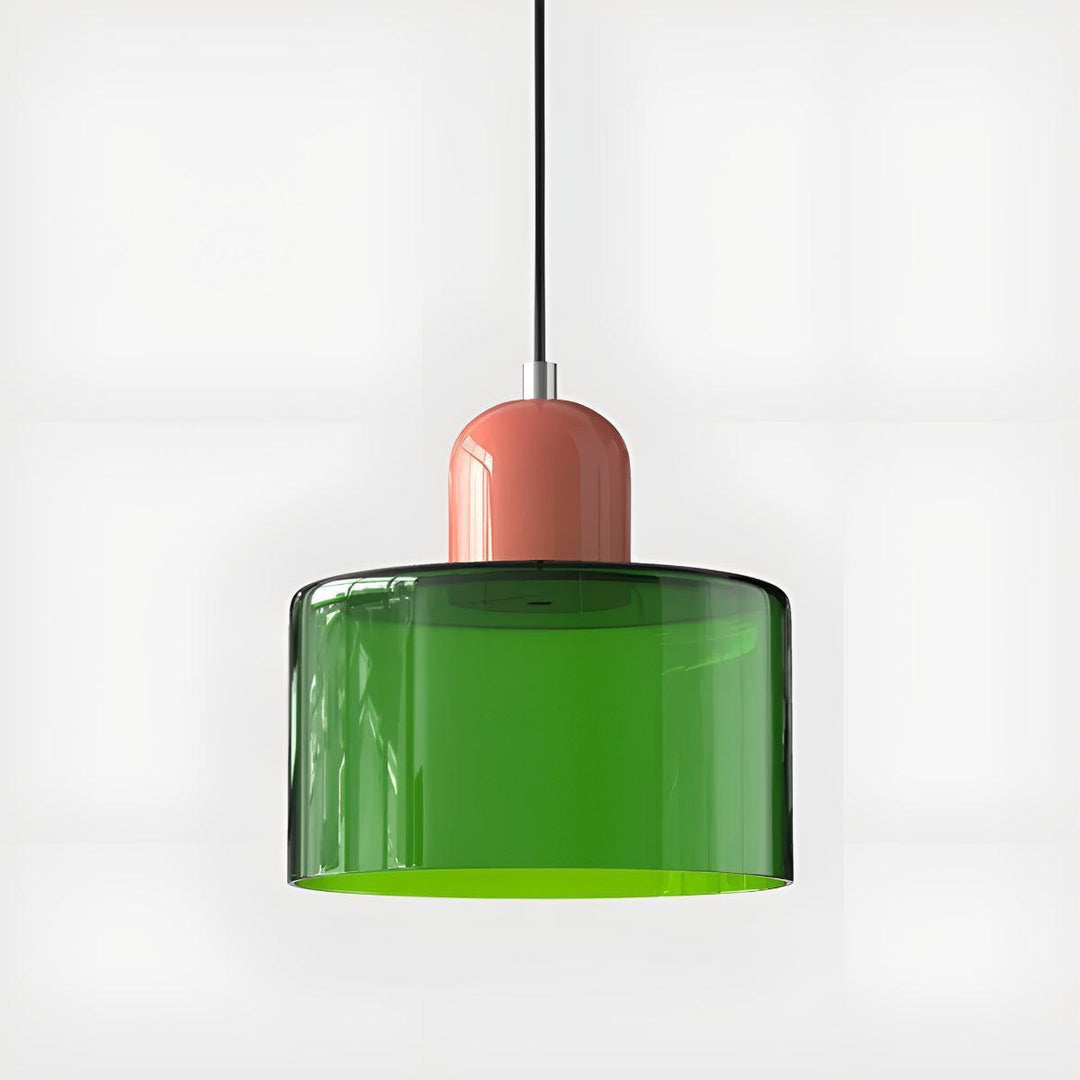 Glass Pendant Light Fixture, 15 cm Diameter | Bauhaus Geometric Design, 6 Shade Colours | Plug-In or Hardwired, 150 cm Drop