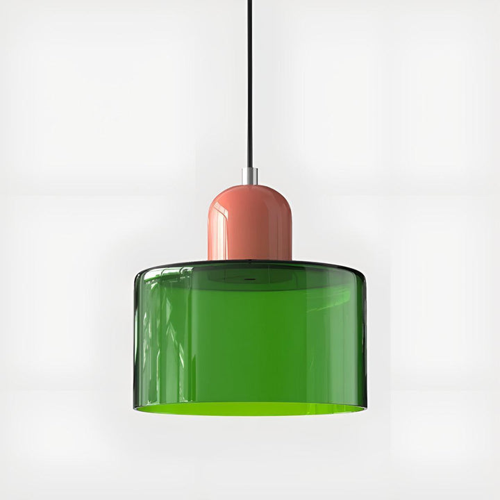 Glass Pendant Light Fixture, 15 cm Diameter | Bauhaus Geometric Design, 6 Shade Colours | Plug-In or Hardwired, 150 cm Drop