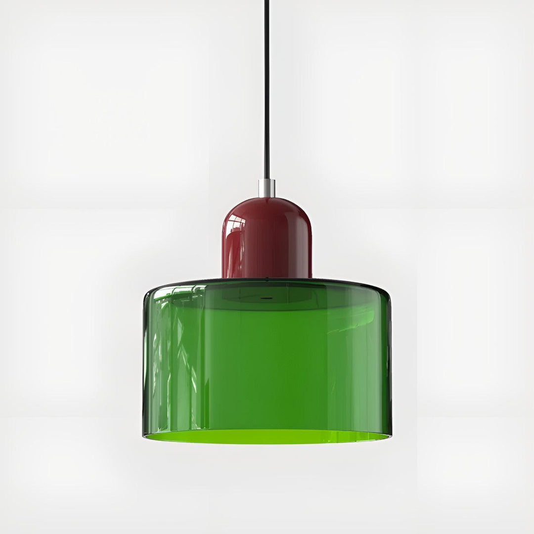 Glass Pendant Light Fixture, 15 cm Diameter | Bauhaus Geometric Design, 6 Shade Colours | Plug-In or Hardwired, 150 cm Drop