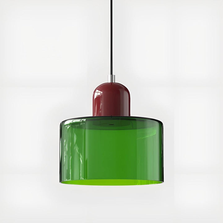 Glass Pendant Light Fixture, 15 cm Diameter | Bauhaus Geometric Design, 6 Shade Colours | Plug-In or Hardwired, 150 cm Drop