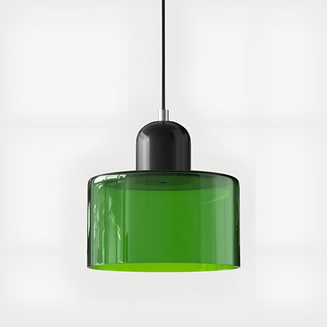 Glass Pendant Light Fixture, 15 cm Diameter | Bauhaus Geometric Design, 6 Shade Colours | Plug-In or Hardwired, 150 cm Drop