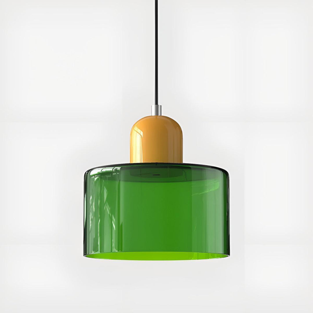 Glass Pendant Light Fixture, 15 cm Diameter | Bauhaus Geometric Design, 6 Shade Colours | Plug-In or Hardwired, 150 cm Drop