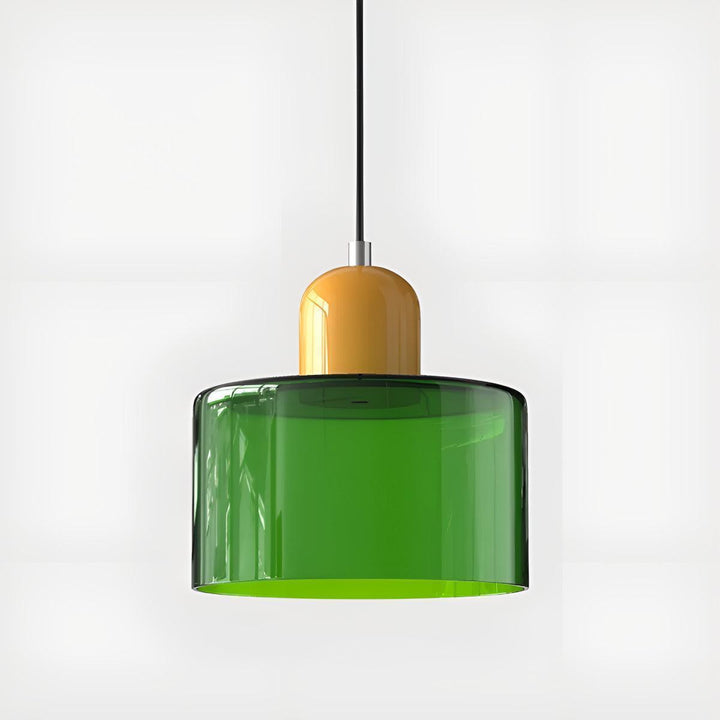Glass Pendant Light Fixture, 15 cm Diameter | Bauhaus Geometric Design, 6 Shade Colours | Plug-In or Hardwired, 150 cm Drop