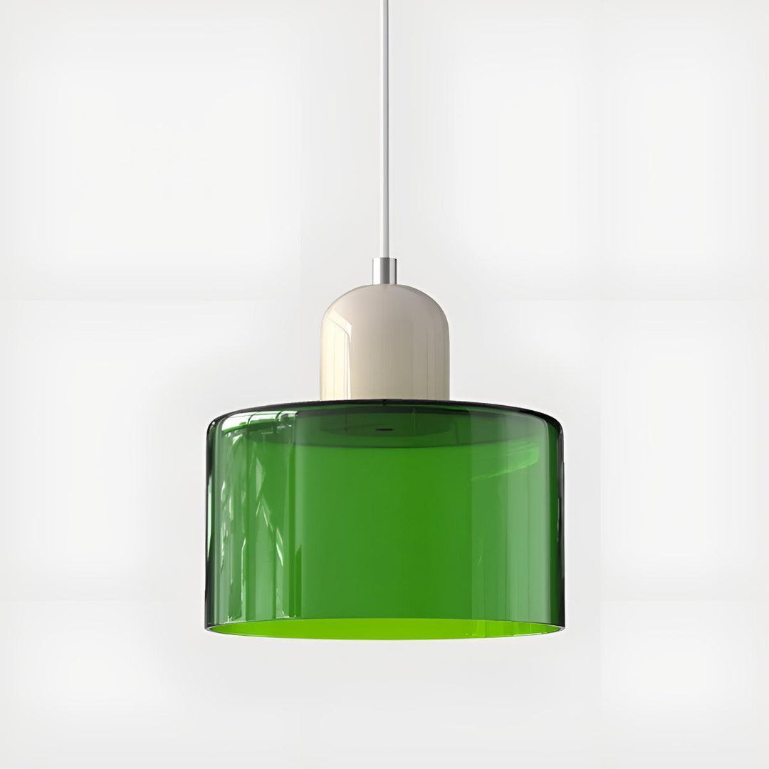 Glass Pendant Light Fixture, 15 cm Diameter | Bauhaus Geometric Design, 6 Shade Colours | Plug-In or Hardwired, 150 cm Drop
