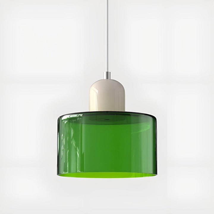Glass Pendant Light Fixture, 15 cm Diameter | Bauhaus Geometric Design, 6 Shade Colours | Plug-In or Hardwired, 150 cm Drop