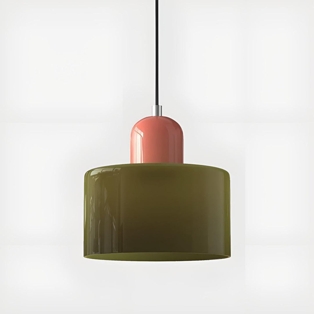 Glass Pendant Light Fixture, 15 cm Diameter | Bauhaus Geometric Design, 6 Shade Colours | Plug-In or Hardwired, 150 cm Drop