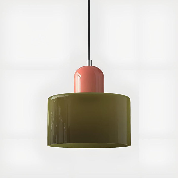 Glass Pendant Light Fixture, 15 cm Diameter | Bauhaus Geometric Design, 6 Shade Colours | Plug-In or Hardwired, 150 cm Drop