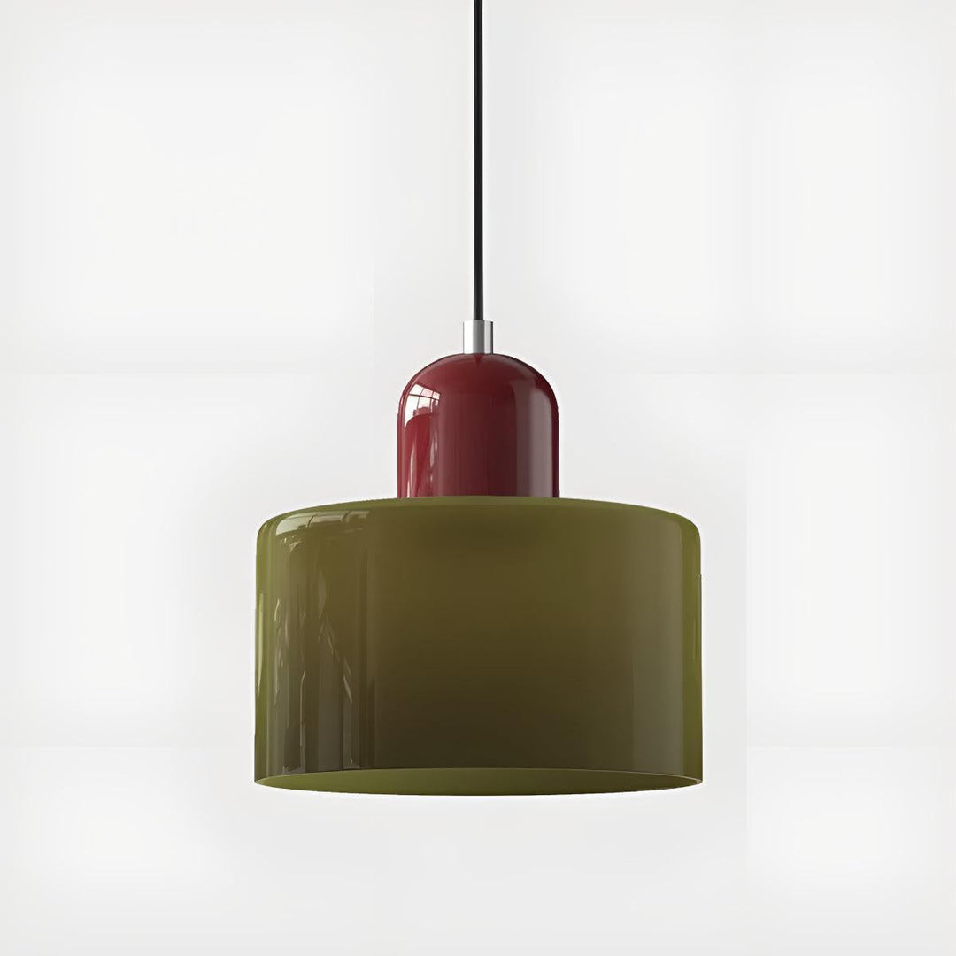 Glass Pendant Light Fixture, 15 cm Diameter | Bauhaus Geometric Design, 6 Shade Colours | Plug-In or Hardwired, 150 cm Drop