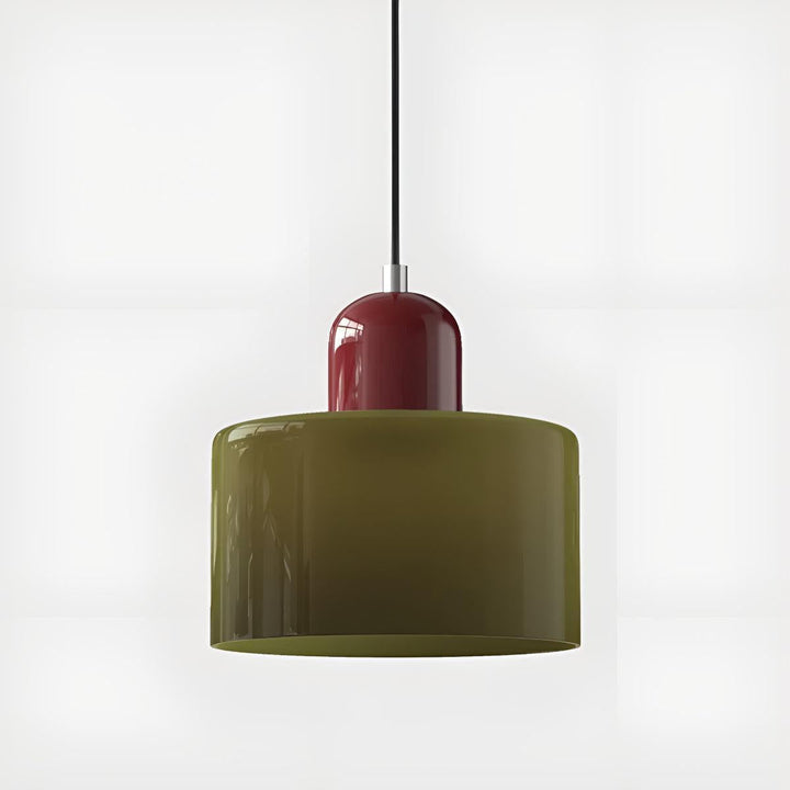 Glass Pendant Light Fixture, 15 cm Diameter | Bauhaus Geometric Design, 6 Shade Colours | Plug-In or Hardwired, 150 cm Drop