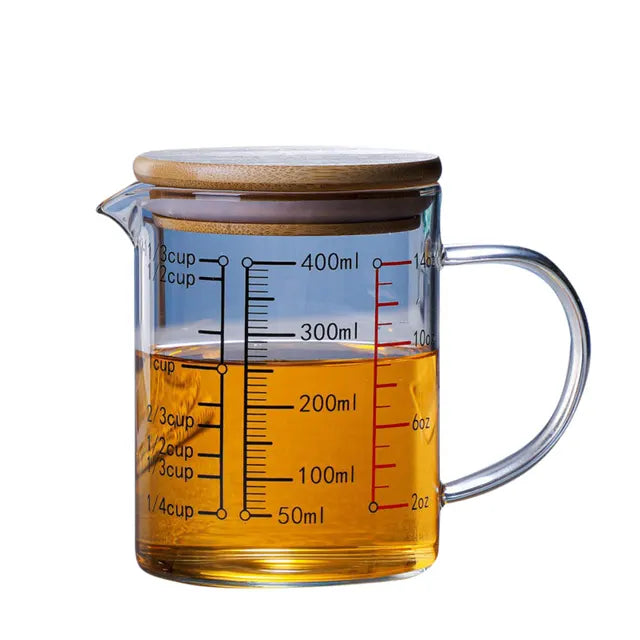 Glass Measuring Cup Food Grade High Borosilicate Glass Cups with Lid 0