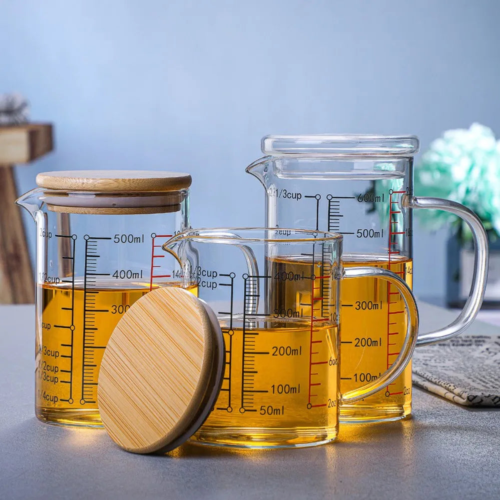 Glass Measuring Cup Food Grade High Borosilicate Glass Cups with Lid 1