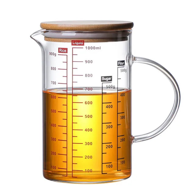 Glass Measuring Cup Food Grade High Borosilicate Glass Cups with Lid 10