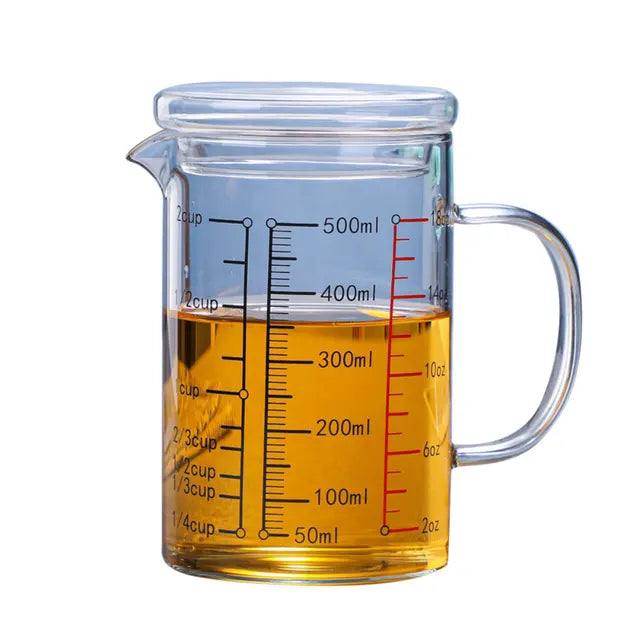 Glass Measuring Cup Food Grade High Borosilicate Glass Cups with Lid 12