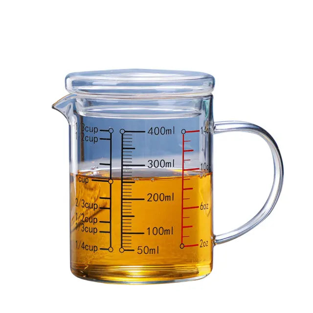 Glass Measuring Cup Food Grade High Borosilicate Glass Cups with Lid 13