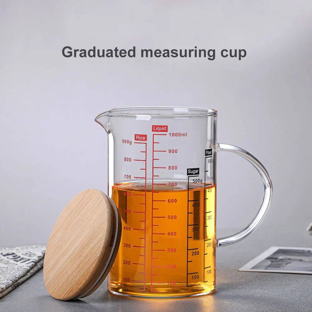 Glass Measuring Cup Food Grade High Borosilicate Glass Cups with Lid 5