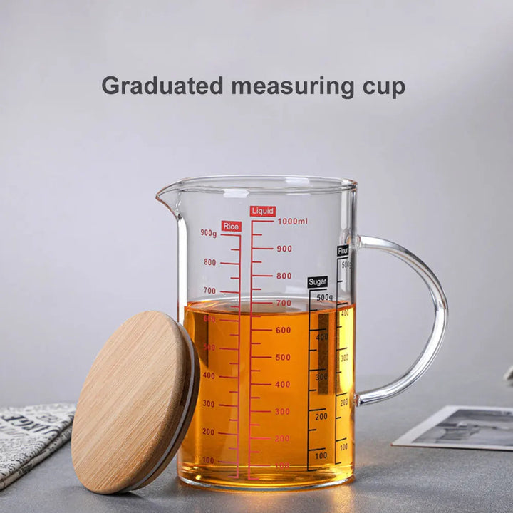 Glass Measuring Cup Food Grade High Borosilicate Glass Cups with Lid 5