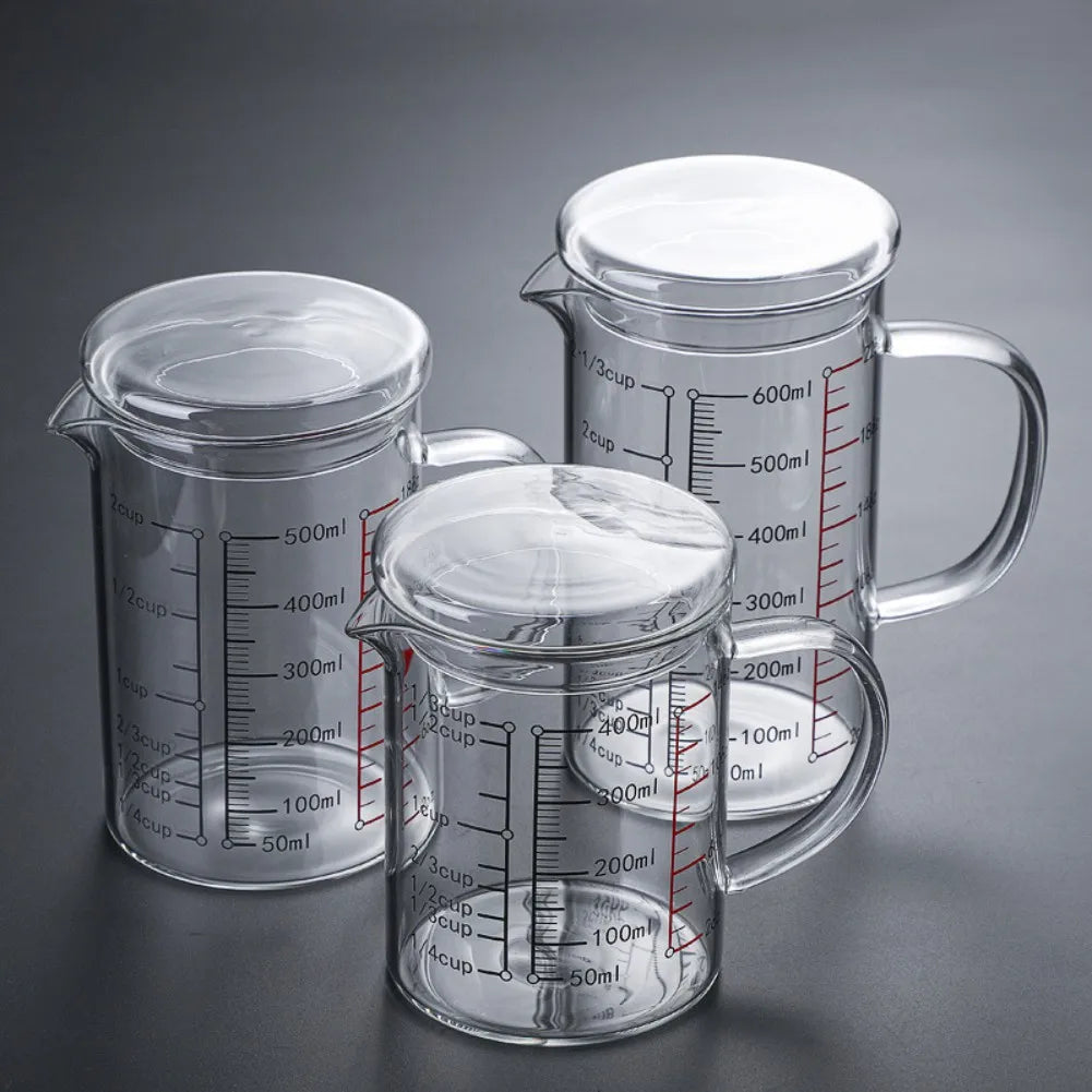 Glass Measuring Cup Food Grade High Borosilicate Glass Cups with Lid 6