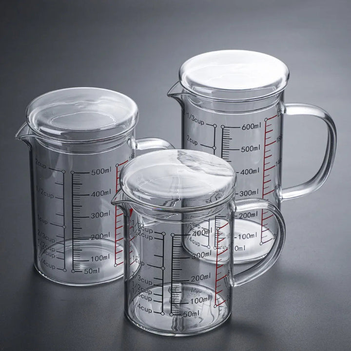Glass Measuring Cup Food Grade High Borosilicate Glass Cups with Lid 6