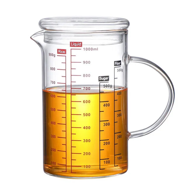 Glass Measuring Cup Food Grade High Borosilicate Glass Cups with Lid 9