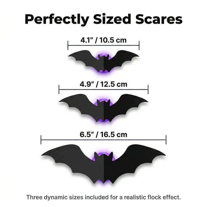 Glow-in-the-Dark LED Bat Stickers | Pack of 12 Halloween Wall Decals | Peel-and-Stick, No Wires, No Tools, Damage-Free