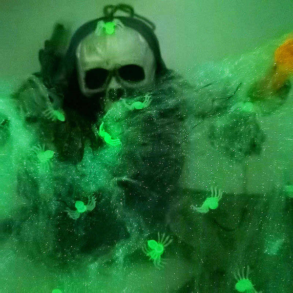 Glow in the Dark Spiders Halloween Decorations | Realistic Crawly Design for Spooky Décor | Reusable Prank Props