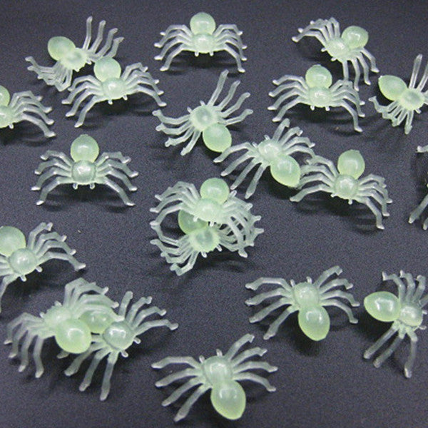 Glow in the Dark Spiders Halloween Decorations | Realistic Crawly Design for Spooky Décor | Reusable Prank Props