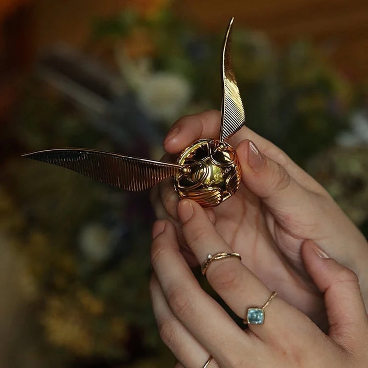 Golden Winged Orb Ring Box | Luxury Movable Wings Jewellery Case