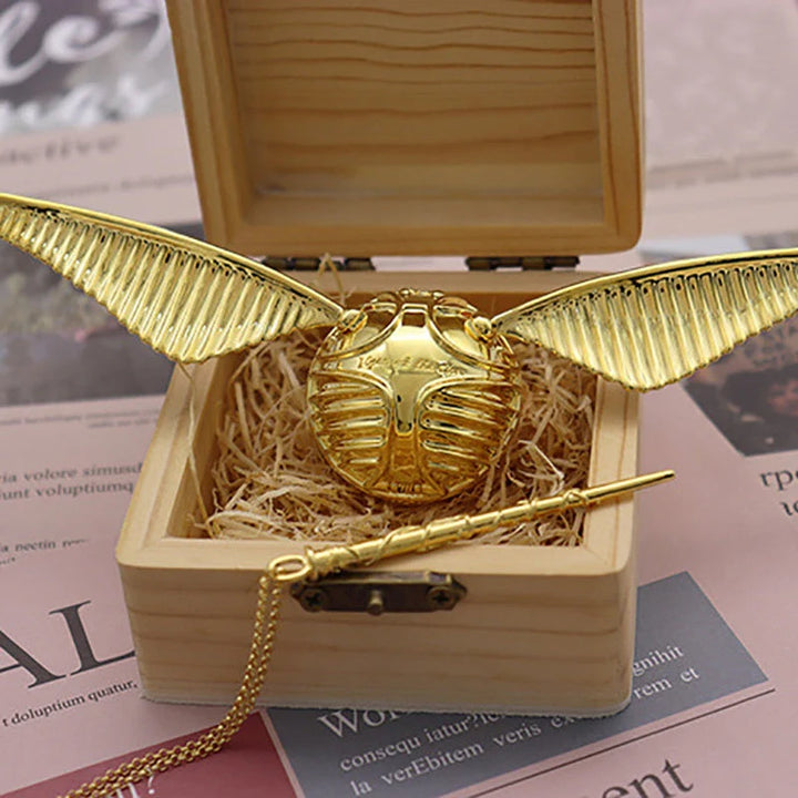 Golden Winged Orb Ring Box | Luxury Movable Wings Jewellery Case