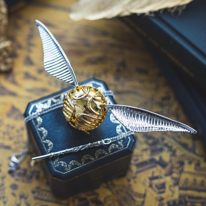 Golden Winged Orb Ring Box | Luxury Movable Wings Jewellery Case