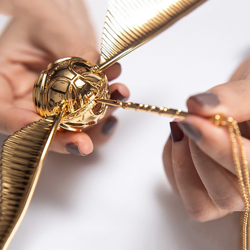 Golden Winged Orb Ring Box | Luxury Movable Wings Jewellery Case