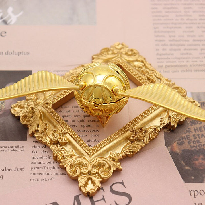 Golden Winged Orb Ring Box | Luxury Movable Wings Jewellery Case
