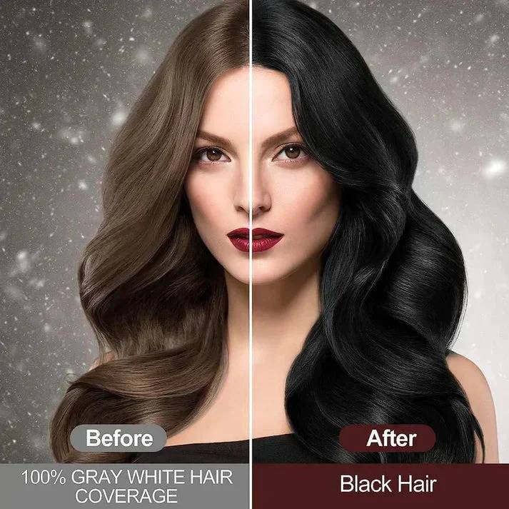 Hair Colour Shampoo for Grey Coverage | Ginseng, Ginger &amp; Aloe Extract | Chemical-Free, Colours Hair in 10 Minutes