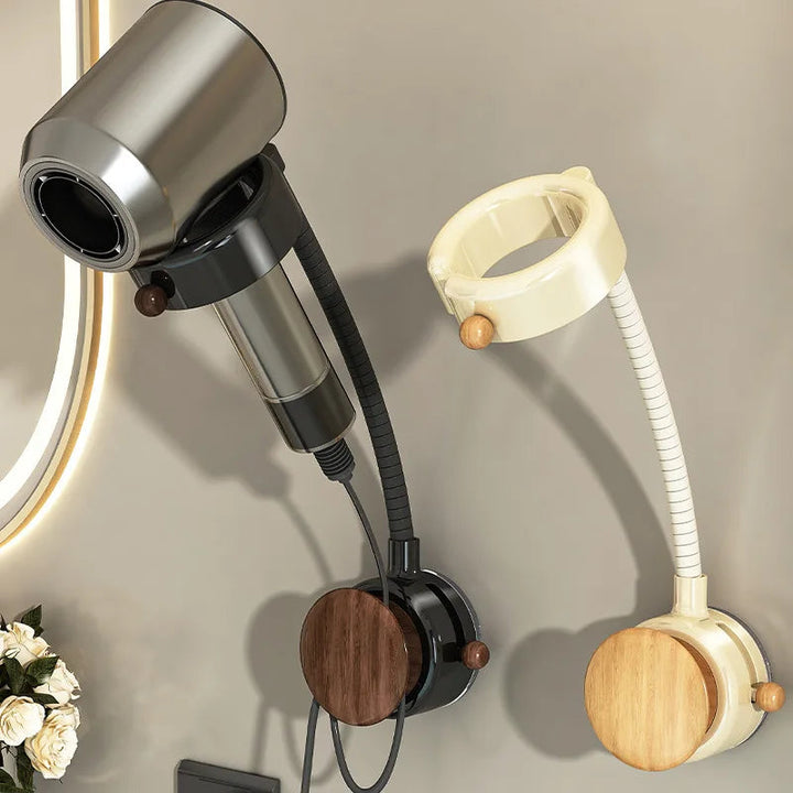 Hair Dryer Holder | 360 Degree Rotating Arm, Open Ring Cradle