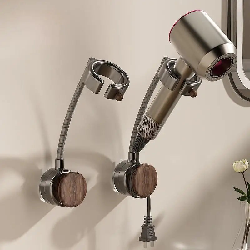 Hair Dryer Holder | 360 Degree Rotating Arm, Open Ring Cradle