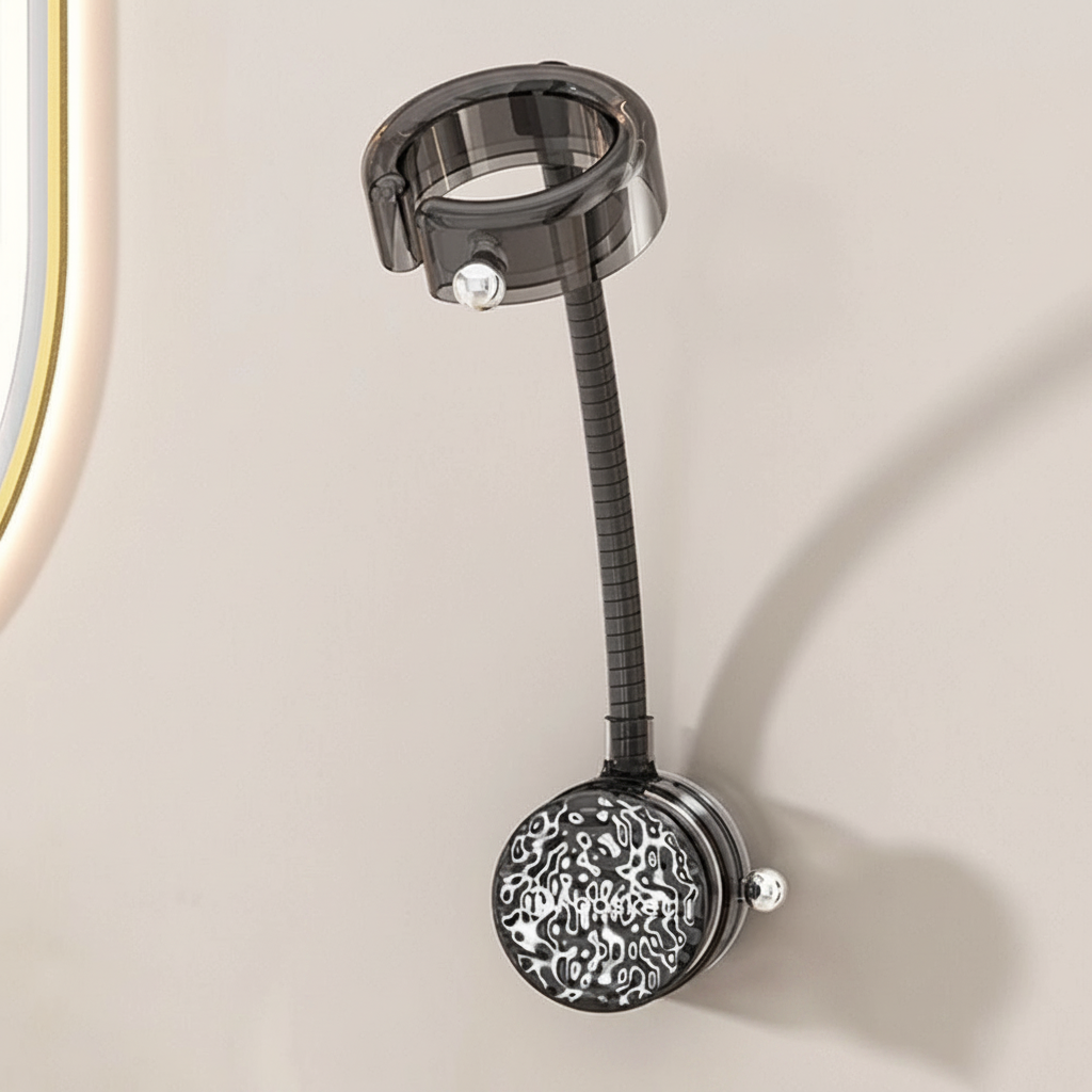 Hair Dryer Holder | 360 Degree Rotating Arm, Open Ring Cradle