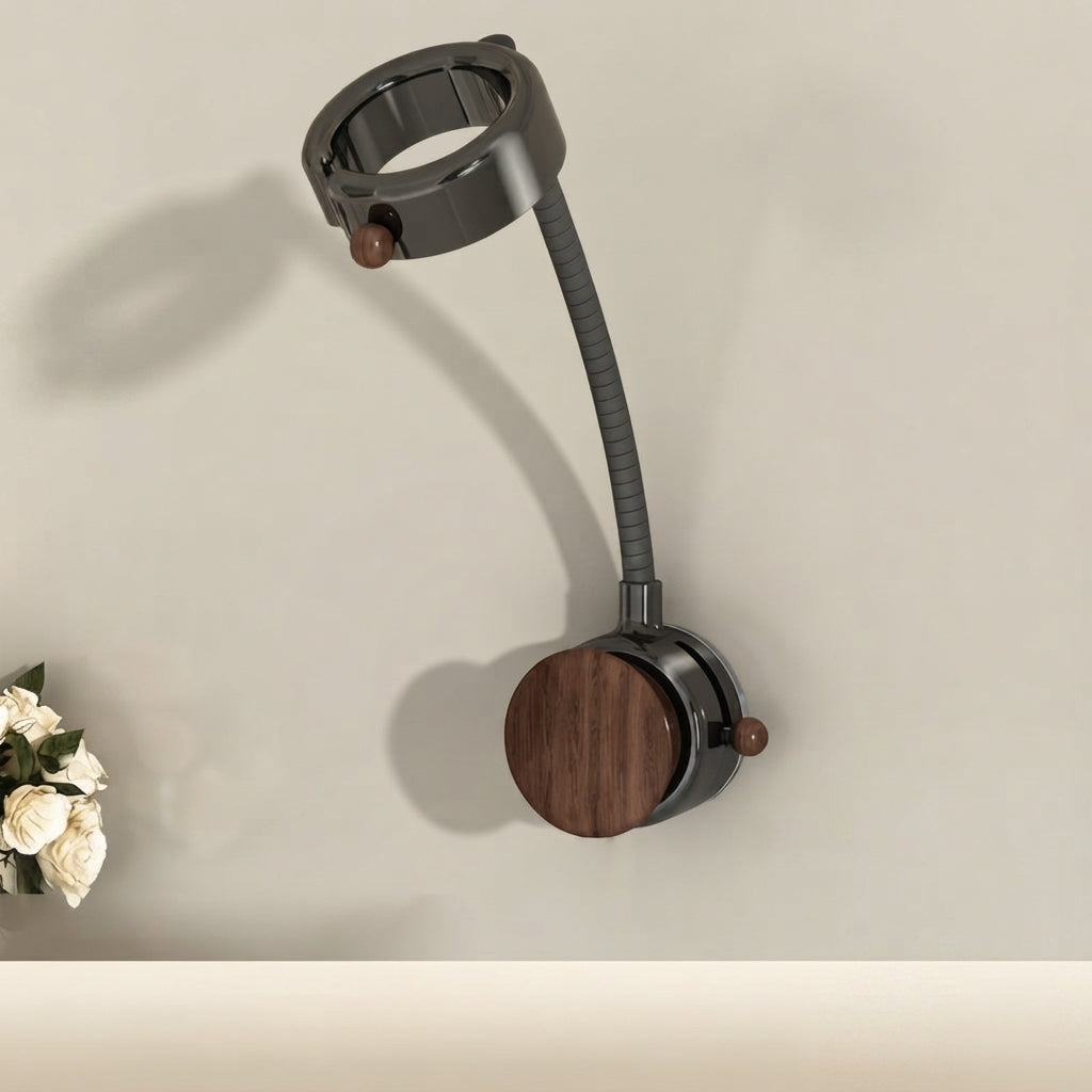 Hair Dryer Holder | 360 Degree Rotating Arm, Open Ring Cradle