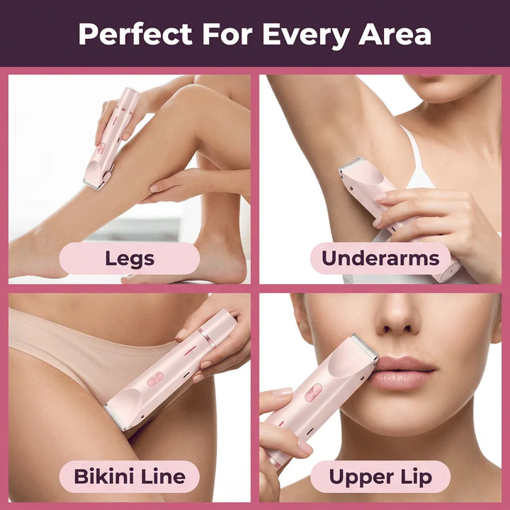 Hair Remover for Women | 2-in-1 Electric Shaver &amp; Trimmer | Painless Razor-Burn Free Hair Removal for Sensitive Skin