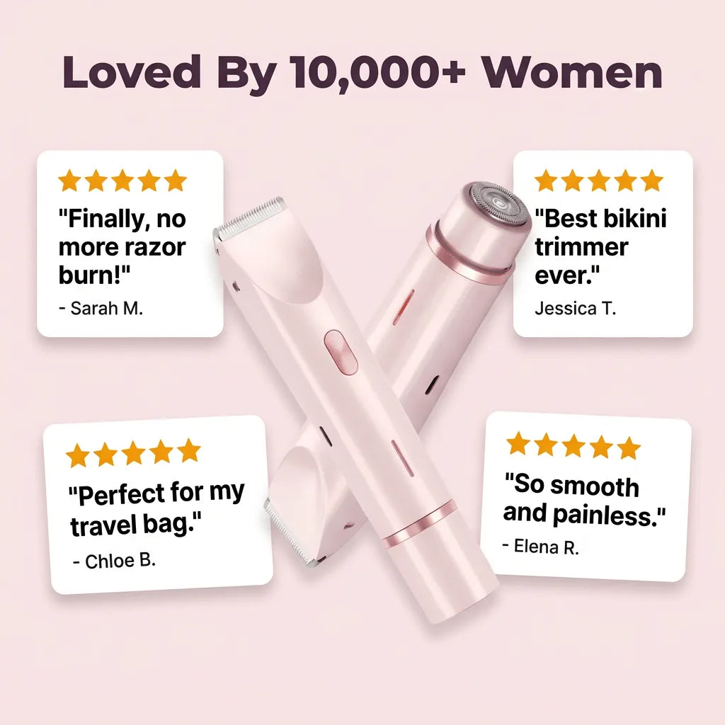 Hair Remover for Women | 2-in-1 Electric Shaver &amp; Trimmer | Painless Razor-Burn Free Hair Removal for Sensitive Skin