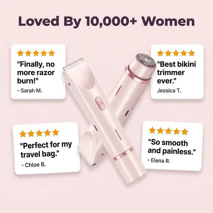Hair Remover for Women | 2-in-1 Electric Shaver &amp; Trimmer | Painless Razor-Burn Free Hair Removal for Sensitive Skin