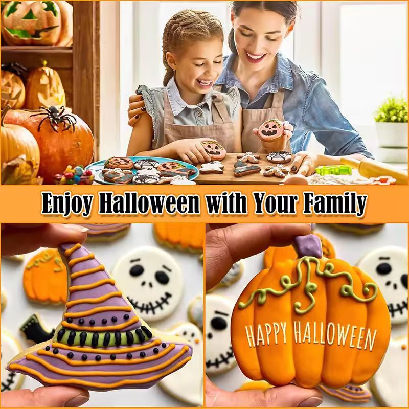 Halloween Cookie Cutter Set | 12-Piece Bat, Ghost &amp; Pumpkin Shapes | Stainless Steel, Rust-Resistant &amp; Reusable