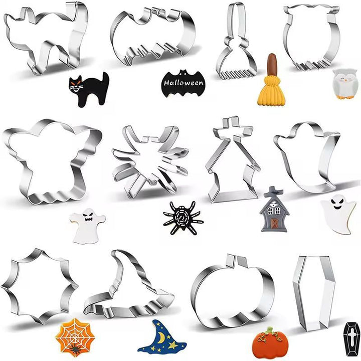 Halloween Cookie Cutter Set | 12-Piece Bat, Ghost &amp; Pumpkin Shapes | Stainless Steel, Rust-Resistant &amp; Reusable
