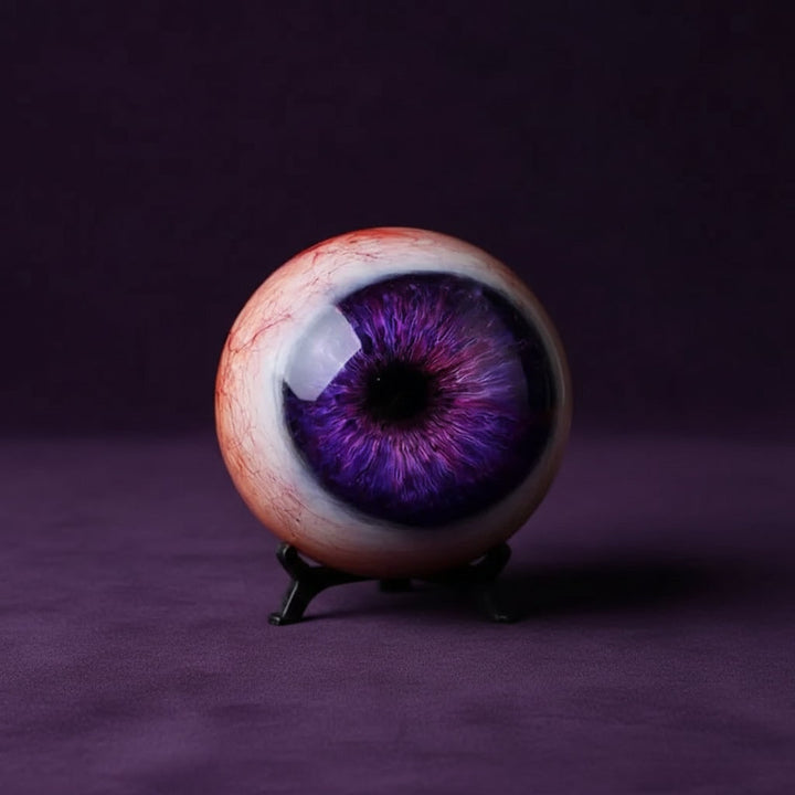 Halloween Eyeball Decoration | Glossy Realistic Iris Design | Reusable Prop with Stand for Haunted House Displays