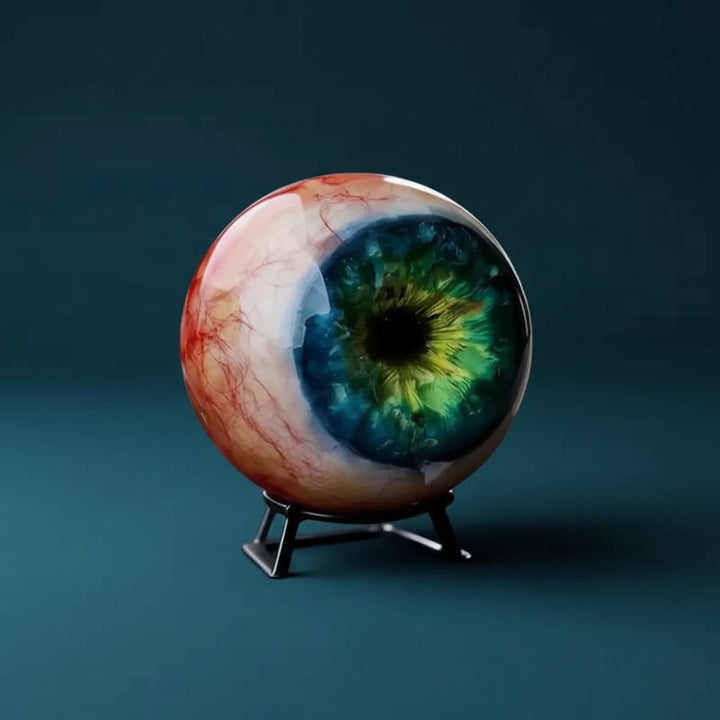 Halloween Eyeball Decoration | Glossy Realistic Iris Design | Reusable Prop with Stand for Haunted House Displays