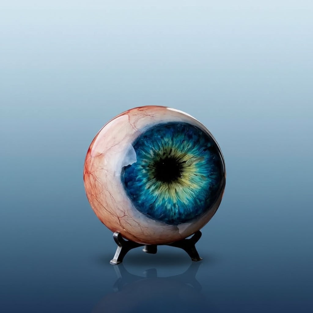 Halloween Eyeball Decoration | Glossy Realistic Iris Design | Reusable Prop with Stand for Haunted House Displays