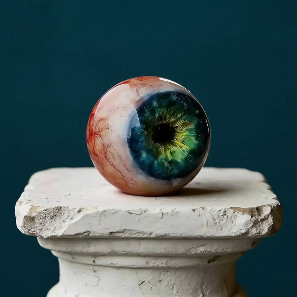 Halloween Eyeball Decoration | Glossy Realistic Iris Design | Reusable Prop with Stand for Haunted House Displays