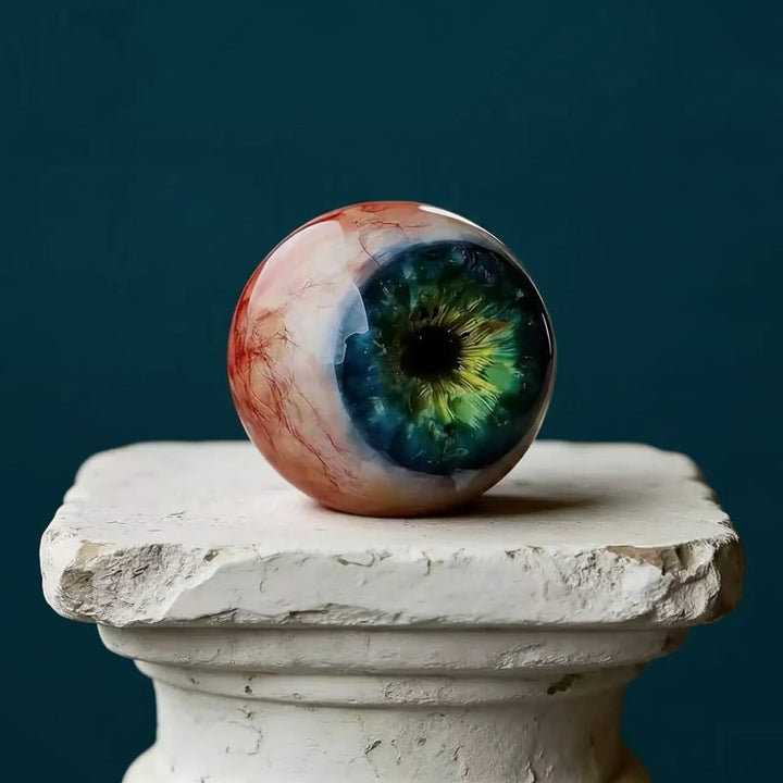 Halloween Eyeball Decoration | Glossy Realistic Iris Design | Reusable Prop with Stand for Haunted House Displays