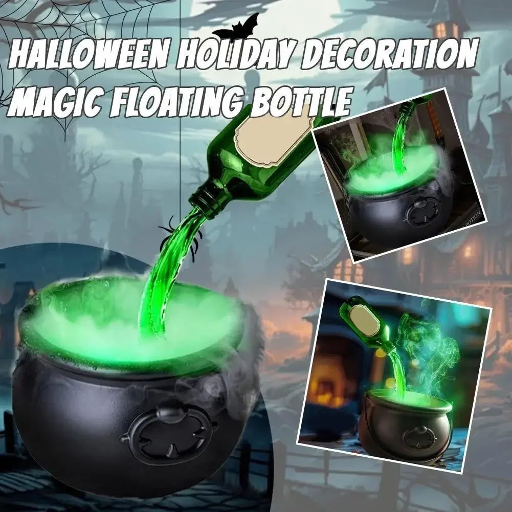 Halloween Fog Maker Cauldron with LED Skeleton Mist | Glowing Potion Effect | Reusable Party Centrepiece Decoration